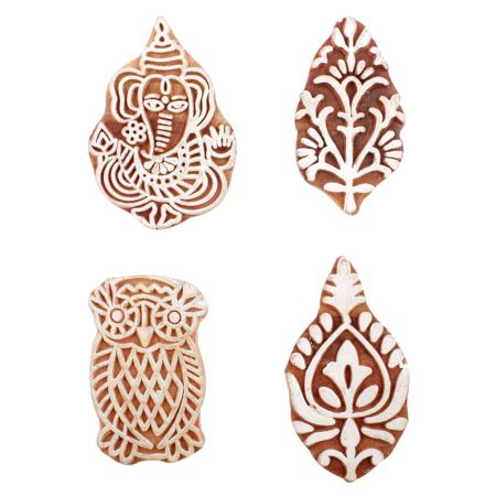 Set of 4 Piece New Mix Wooden Printing Block
